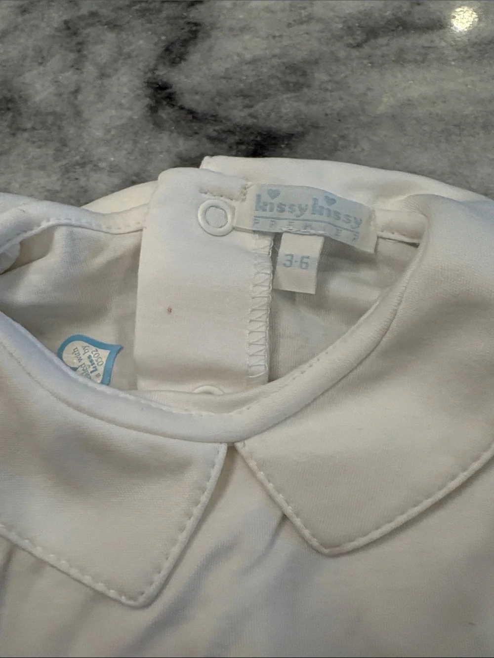 Kissy Kissy White Peter Pan Collar Long Sleeve Bodysuit